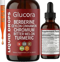 Glucora Berberina Liquida Gotas, Berberine with Ceylon Cinnamon Liquid Drops, Su