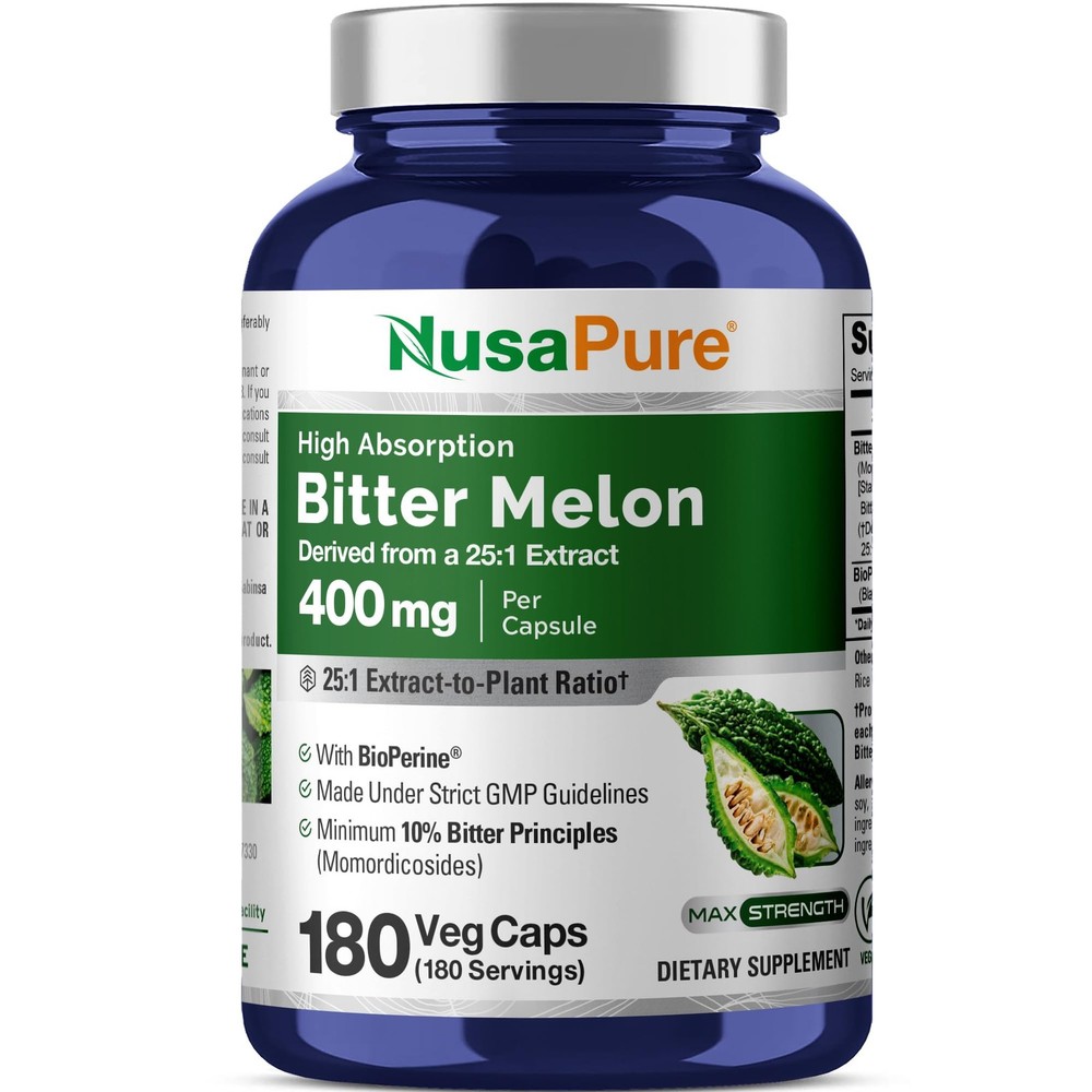 Bitter Melon Extract 400 mg 180 Veg Caps 25:1 – Non-GMO Vegan Supplement