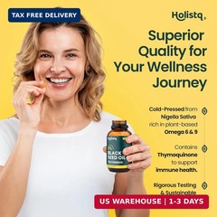 Black Seed Oil Organic Cold Pressed Capsules | 5% Thymoquinone | Non-GMO & Vegan