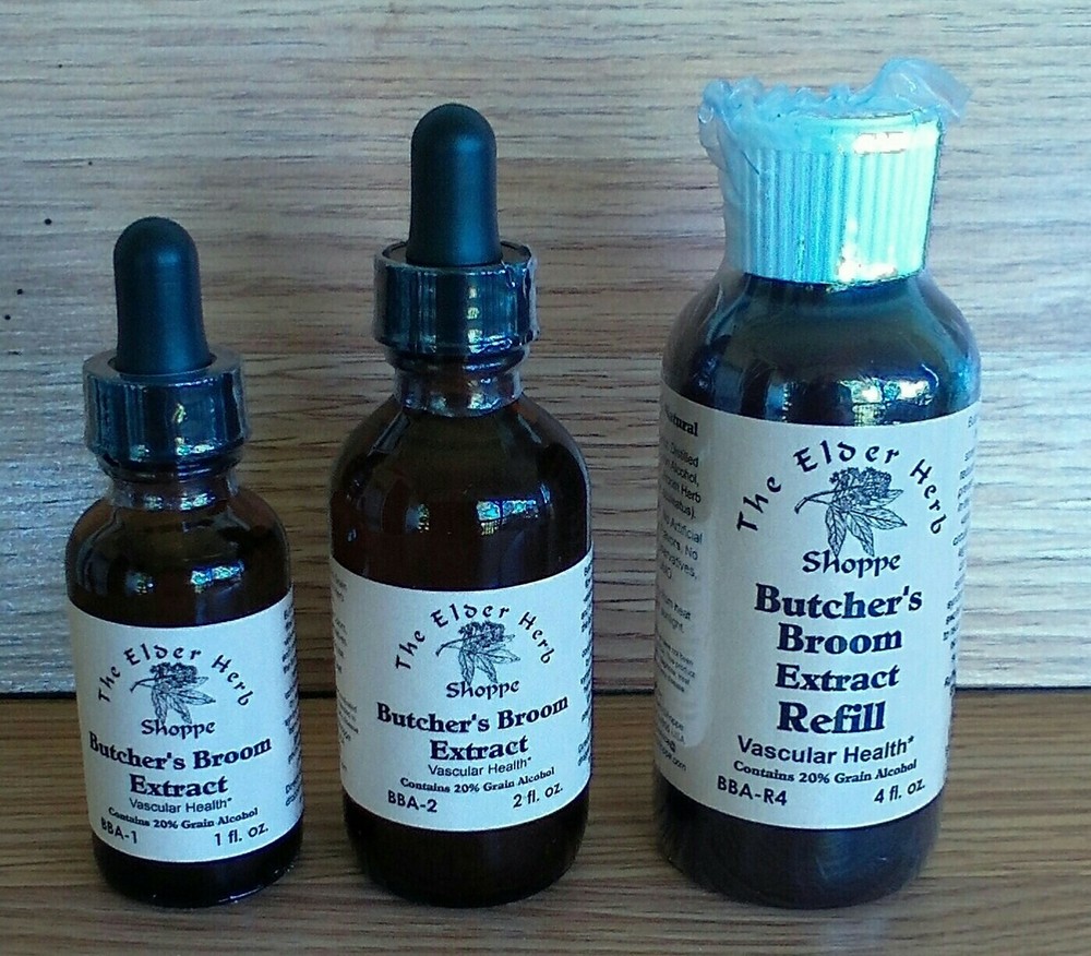 Butcher’s Broom Tincture 4 oz refill bottle All Natural The Elder Herb Shoppe