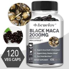Maca Root Black Raw Pure Natural NonGMO Superfood (4:1 Extract) 120 Capsules