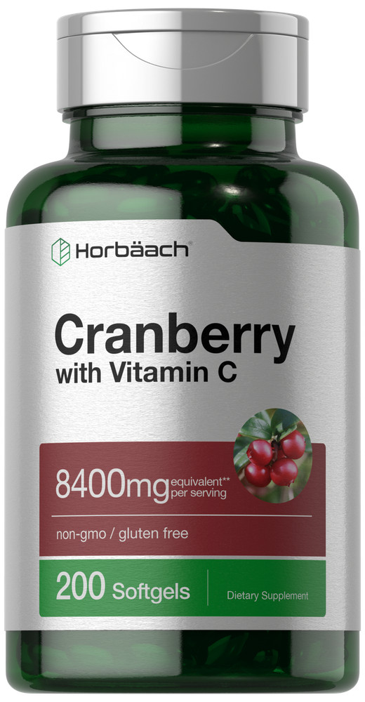 Cranberry Pills with Vitamin C | 8400mg | 200 Softgels | Non-GMO | by Horbaach