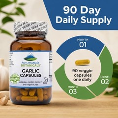 Pure Mountain Botanicals Garlic Capsules with 500mg Organic Garlic Pills