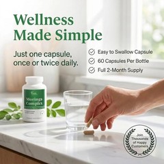 Moringa Complex Capsules – Moringa Oleifera Leaf Powder + 10:1 & 20:1 Extracts