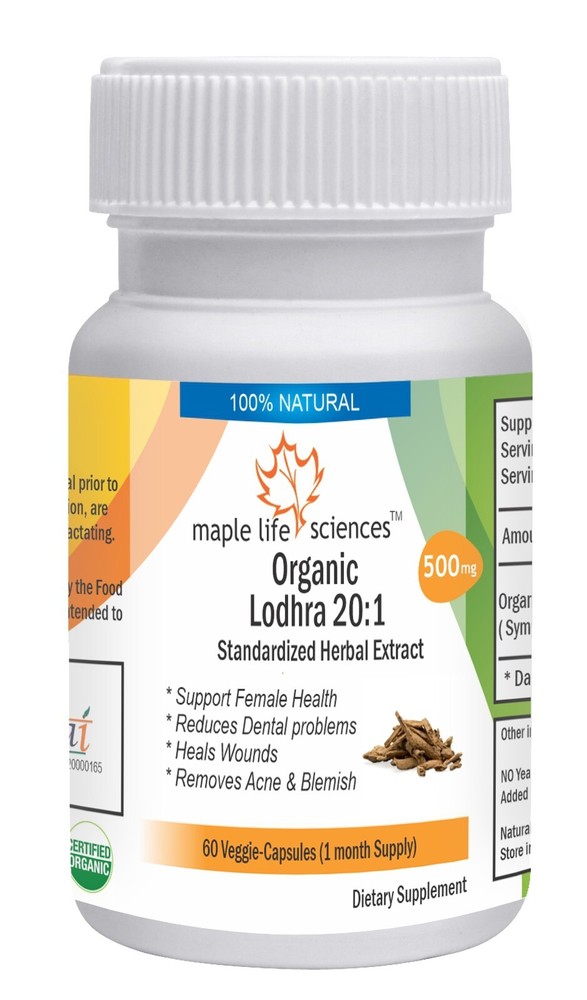 ORGANIC Symplocos Racemosa (Lodhra) 20:1 Extract Capsules For Women Health