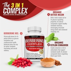 Berberine with Ceylon Cinnamon and Bitter Melon 2250mg – Berberine HCl 97% Caps