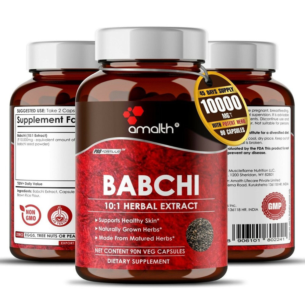 Babchi Psoralea Corylifolia Bakuchi Extract Powder 10000mg Capsules – 90 Count