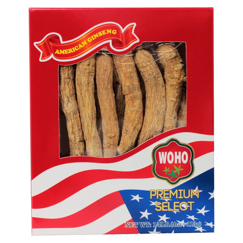 WOHO Cultivated American Ginseng 1004 Long Extra Large 4 oz Box