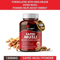 Organic Safed Musli Root Powder Chlorophytum 1500mg 120 Capsules Sexual Health