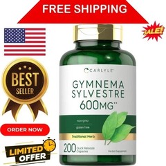 Gymnema Sylvestre Leaf Extract 600mg | 200 Capsules | by Carlyle