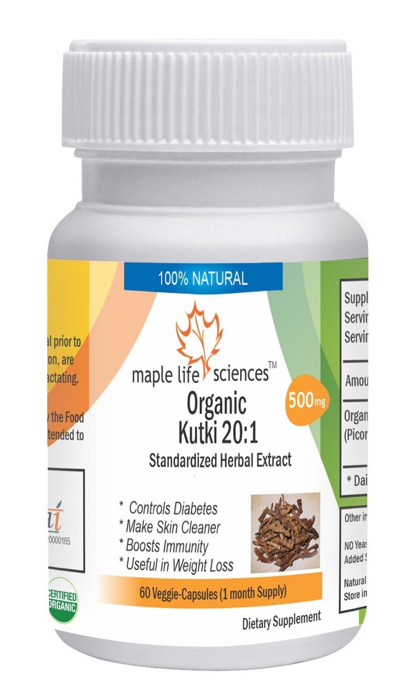 ORGANIC Picrorrhiza Kurroa Root 20:1 Extract Capsules Kutkin Picrorhizin Kutki