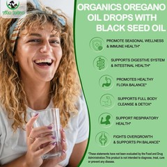 Organics Oregano Oil Liquid Drops,Oil Of Oregano 6000mg with Black Seed Oil