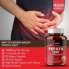 Papaya Leaf Extract Powder Carica Supports Platelet 10000mg Capsules – 90 Pills