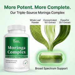 Moringa Complex Capsules – Moringa Oleifera Leaf Powder + 10:1 & 20:1 Extracts