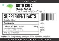 Gotu Kola Extract Powder Centella Asiatica 20% Asiaticosides Anxiety Depression