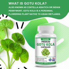 Gotu Kola Capsules 1300 Mg Brain Health Extra Strength Improve Memory Focus