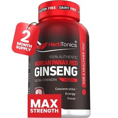 Herbtonics Korean Red Panax Ginseng 1500mg – High Potency Ginseng for Energy,
