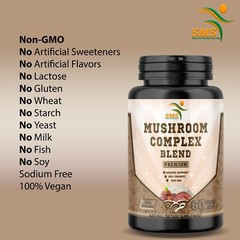 Mushroom Complex Supplement Capsules Mushrooms Lions Mane, Reishi, Turkey Tail