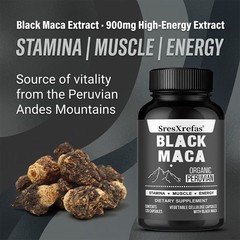 Peruvian Black Maca Of Natural Energy Booster For Men Women 30/60/120 Capsules