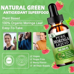 Organic Moringa Liquid Drops for Energy,Metabolism Immune Support,8000Mg Moringa