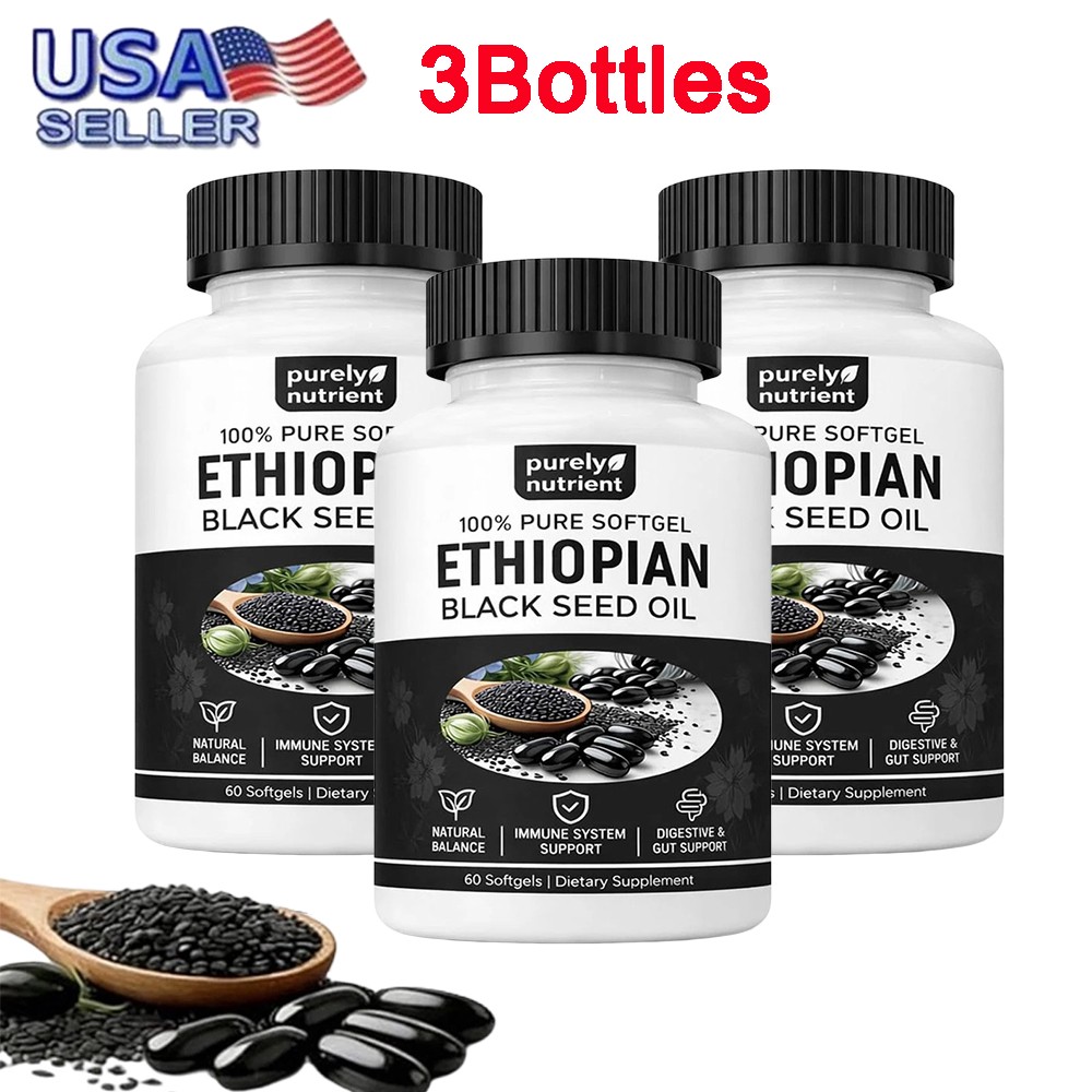 Ethiopian Black Seed Oil Softgels |4.64% Thymoquinone |Gluten-Free, 60 capsules