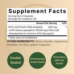 Extracto De Hoja De Olivo 30000 Mg, 240 Capsulas | 40% De Oleuropeina Activa,…