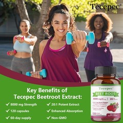 Organic Beet Root 8000 Mg Strength 20:1 Extract 30-120 Capsules Heart Health