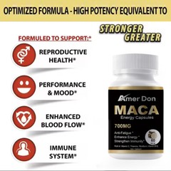 Maca Root Powder Black Raw Pure Natural NonGMO Peruvian Male Enhancing 60 Caps