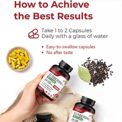 Berberine + Black Pepper Capsules – 1200mg – Cardiovascular Health Protection