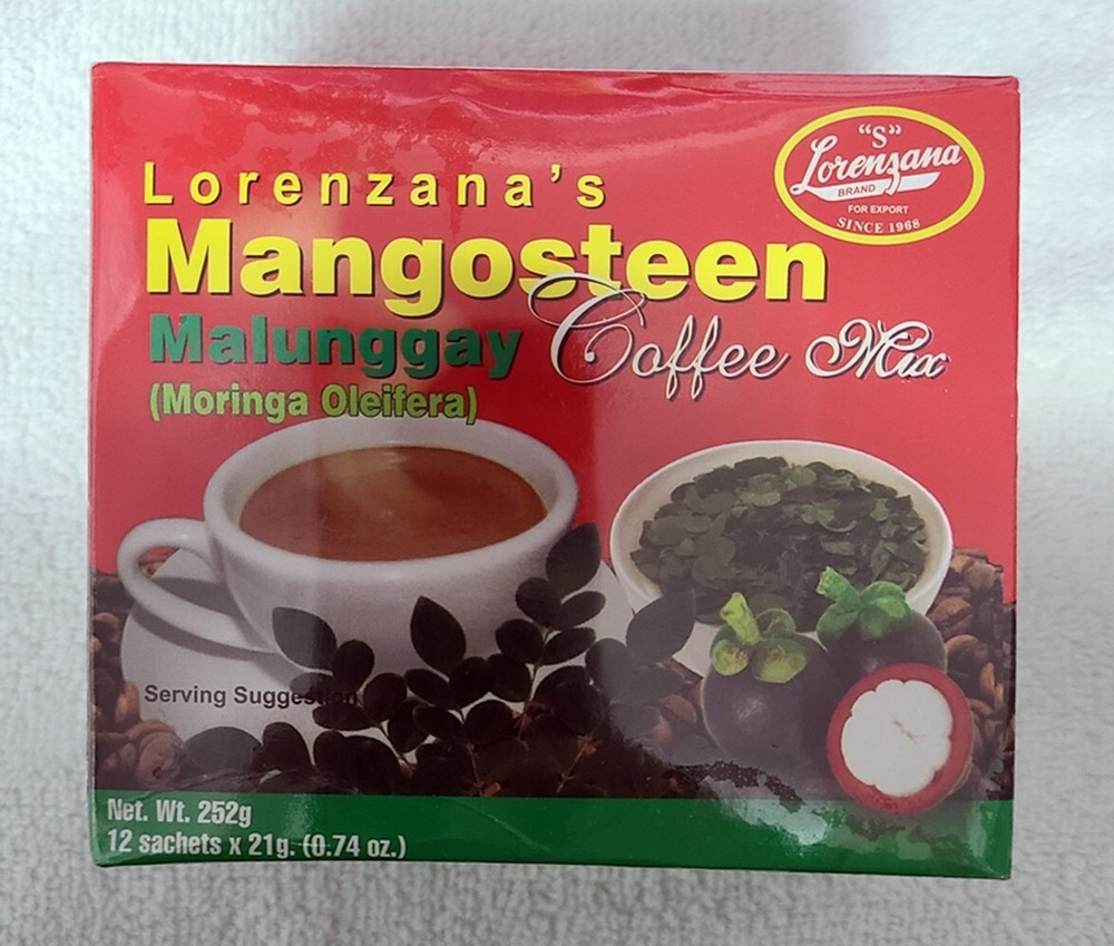 LORENZANA Mangosteen Malunggay (Moringa Oleifera) COFFEE, 252 grams 12 sachets