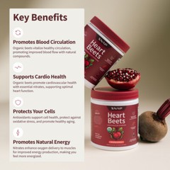Snap Heart Beets Powder USDA Cardiovascular Superfood Nitric Oxide Booster