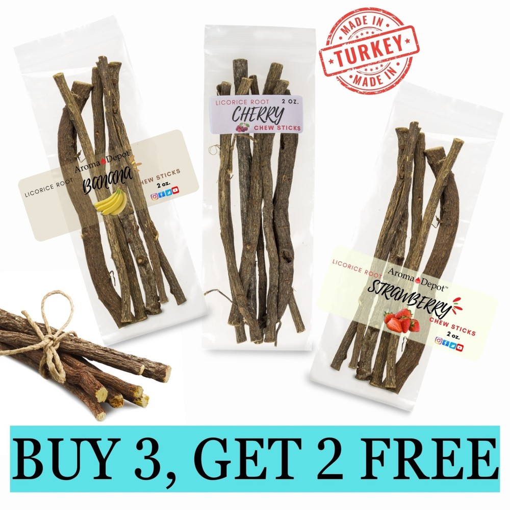 Licorice Root Chew Sticks 2 oz. 100% Natural FLAVOR Turkish Glycyrrhiza Glabra