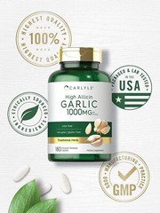 Garlic Supplement | High Allicin 1000mg | 180 Caplets | Odorless | by Carlyle
