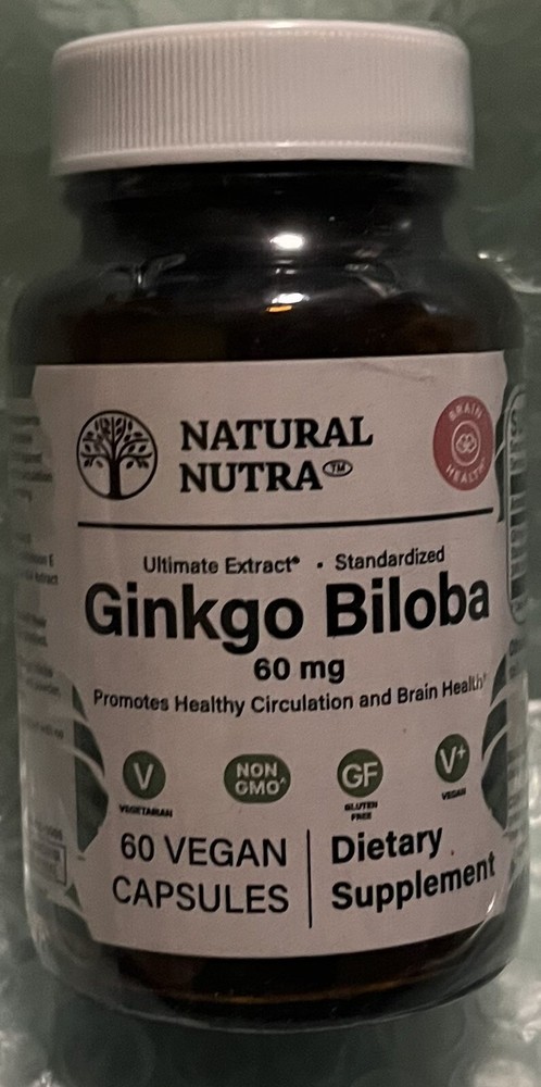 Natural Nutra Ginkgo Biloba, Circulation & Brain Health, 60 Vegan Capsules-5/26