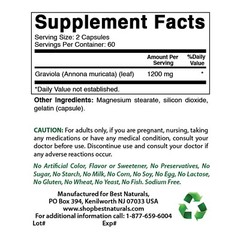 Best Naturals Graviola Capsules Annona Muricata, 600 mg, 120 Count