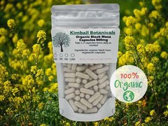 USDA Organic Black Maca (Lepidium meyenii) 500mg vegetarian capsules made fresh