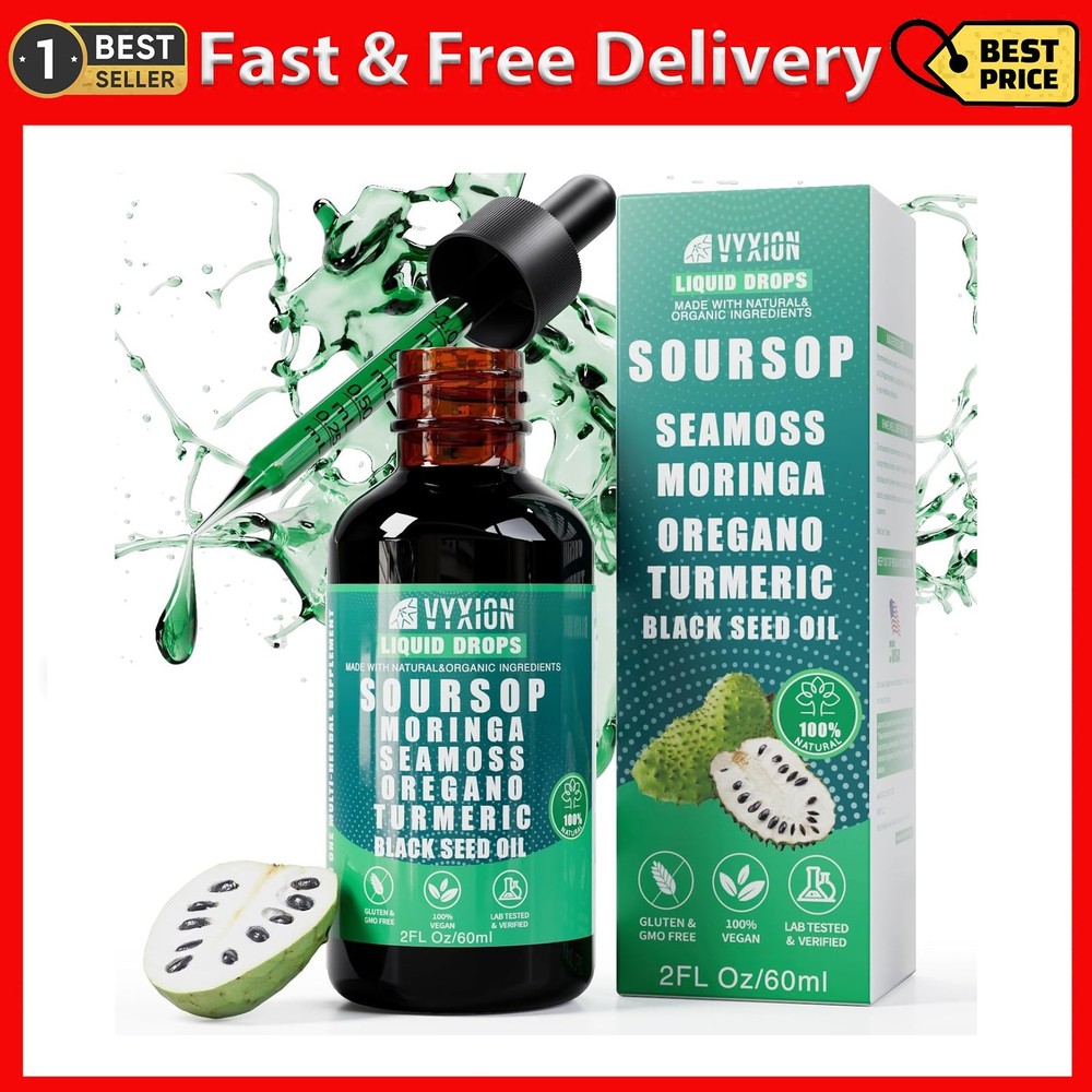 Soursop Bitters Liquid Drops 10 in 1 with Sea Moss, Moringa, Turmeric, Black See