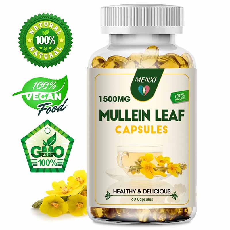 Mullein Leaf Capsules For Lung Cleansing & Detox Herbal Dietary Supplement 60PCS