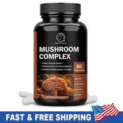 Mushroom Complex Supplement, Lions Mane, Reishi, Shiitake, Immune 60 Capsules