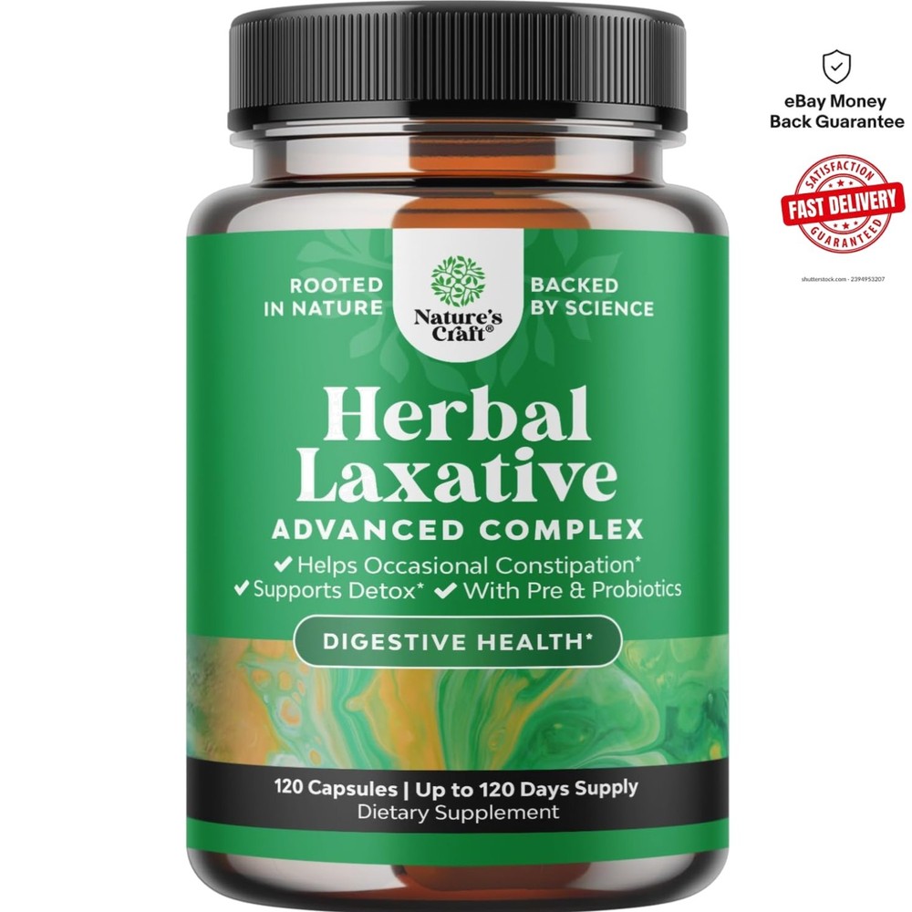 Optimized Digestive Health: Herbal Laxative Capsules with Probiotics – 120 Count