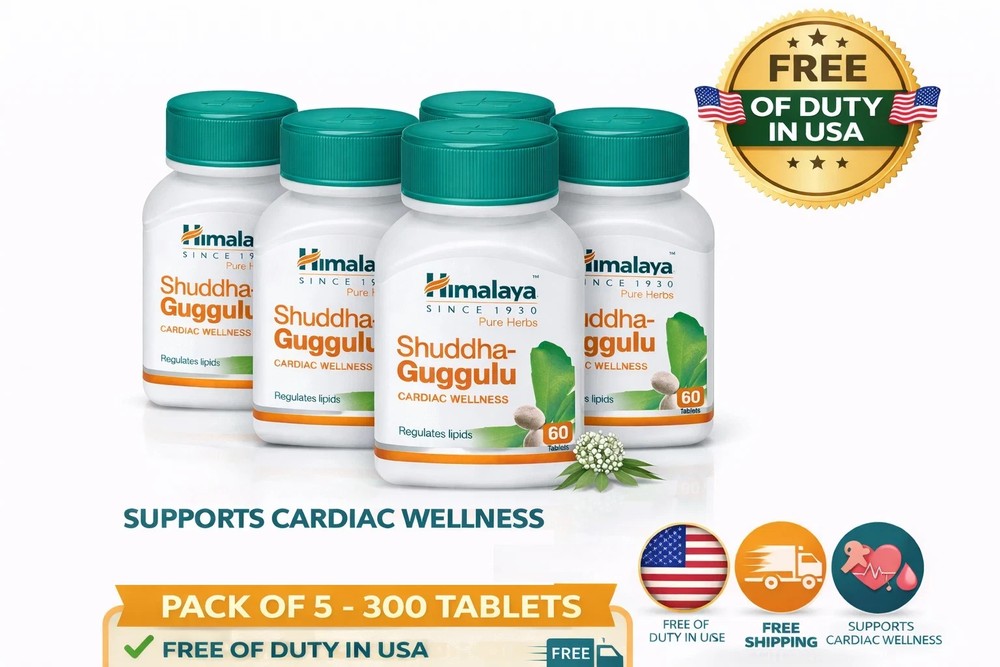 Himalaya Shuddha Guggulu 60 Tabs Herbal Supplement Pack of 5 Wellness Exp 05-27