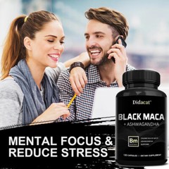 Black Maca -30/60/120Capsules – 1000mg high dose – Ashwagandha, BioPerine- Vegan