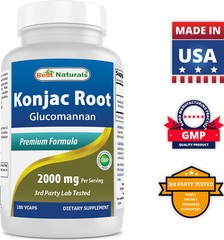 2 Pack Best Naturals Konjac Glucomannan root 2000mg/serving 180 Veggie Caps