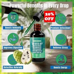 Bitters Soursop Liquid Drops 10 in 1 with Sea Moss, Moringa, Turmeric, Black See