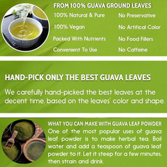 Guava Leaf Powder | Organic Pure Dried Leaves | Weight Skin Hair Loss Herbal Tea