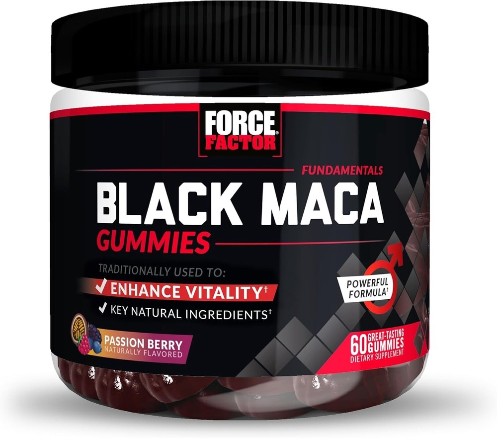 Force Factor Black Maca Gummies, Black Maca Root to Enhance Vitality in Men