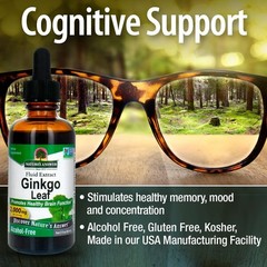 Ginkgo Leaf Extract 2000mg Alcohol-Free 2oz | Boost Memory, Mood & Focus | Glute