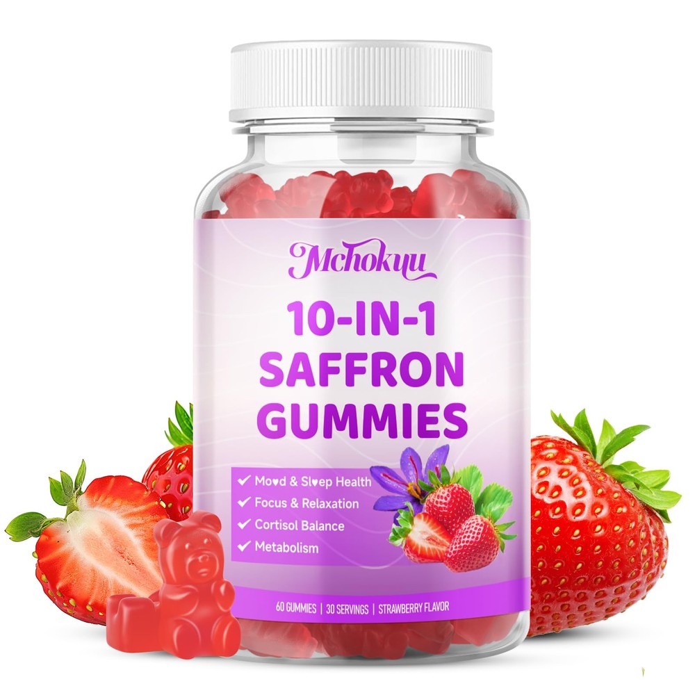 Saffron Supplements Gummies for Kids & Adults Vision, Zzz, Focus & Cortisol w…