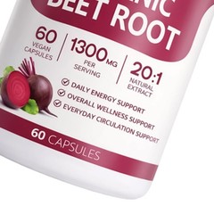 Beravia Gelatin Beet Root Organic Capsules Natural Circulatory Health 60ct