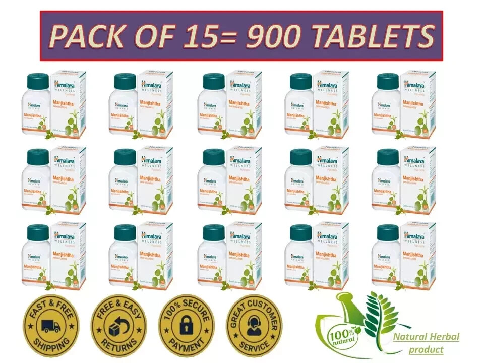 Himalaya Manjishtha 60 Tabs x15 | Skin Tanning Control | Herbal | Free Ship